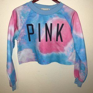 Cropped Blue and Pink Clouds Sweater